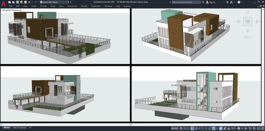 3D Model Villa Modern Classic all plans DWG + AUTOCAD files