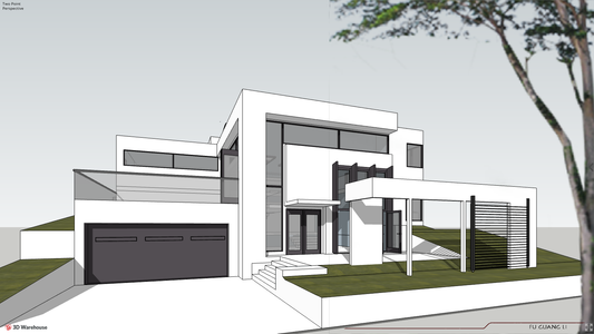 MODERN BUNGALOW HOUSE DESIGN SKETCHUP FILE