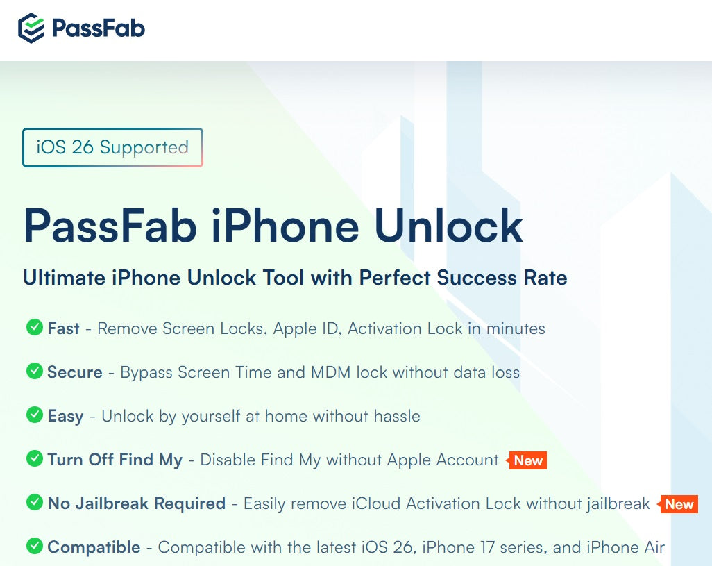 PassFab iPhone Unlock Ultimate iPhone Unlock Tool - Lifetime license